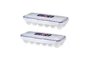 2x Locknlock Airtight Classic 12-Egg Dispenser Storage Container Pantry Clear