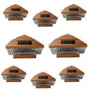 Solar Post Cap Light 8 Pcs 5x5 Solar Copper Color Square 5 LED Bulbs Fence Light