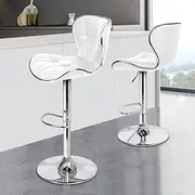 [ALFORDSON] Bar Stool 2X Adjustable Kitchen Stools Luna Swivel Counter Barstools White Dining Chair in 54-75cm Seat Height for Home Bar Dining Room