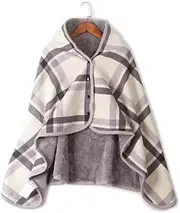 [SUOYUANJIE] CozyHome Plaid Fleece Blanket – Double Layer Knee & Buttoned Shawl Blanket – Premium Thickened Napping Blanket for All-Day Warmth – Unisex Wearable & Ultra-Soft Design-size1