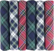 [Warwick & Vance] 6 Pack Mens/Gentlemens Tartan Handkerchiefs, 100% Cotton In A Gift Box