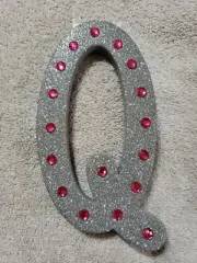 Stick to wall, Teaching or crafts Foam Diy Silver Glitter Letter Q Class decor