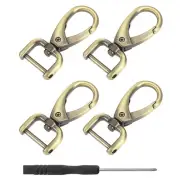 4Pcs Swivel Clasps, 0.6" D Ring Detachable Snap Hook with Screwdriver, Bronze
