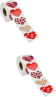 KALLORY 2 Rolls Self Adhesive Heart Shaped Stickers for Valentine's Day Supplies Easy to Peel Labels for Present Wrapping Scrapbooking and