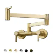 Brass Double Handle Wall Mounted Gold Kitchen Pot Filler Folding Faucet Joint Swing Arm Sink Tap black