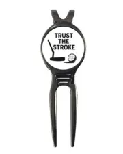 Trust The Stroke Swing Thought Golf Ball Marker + Gunmetal Divot Tool