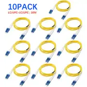 (10PCS) LC to LC UPC OS2 Duplex Single-Mode Fiber Optic Patch Cable - Jumper 10M