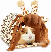 Guinea Pig Hideout Tunnel House, Small Animal Tube Cage Hut, Giraffe Habitat Decor Accessories with Washing mat for Guinea Pig Hamster Chinchilla Dwarf Rabbit Hedgehog Squirrel Sleep Rest Play