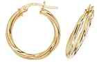 9CT GOLD HOOP EARRINGS 19X2MM ROUND TWISTED TUBE CREOLE SLEEPER PIERCED