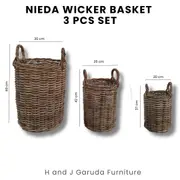 Nieda Wicker Basket 3-Piece Set
