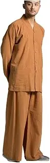 [ZanYing] Casual Suits Buddhist Monk Religion Sets V-Neck Shirt Wide Leg Pants