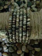 World Finds Boho Paillette Mix Metal Spiral Wrap Bracelet Hand Made
