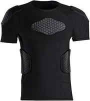 Topeter Men’s Compression Padded Shirt Protective T-Shirt Rib Chest Shoulder Protector