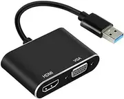 USB 3.0 Male to HDMI VGA Female Adapter Converter USB3.0 External Display Card Audio Video Full HD for Windows MacOS Android