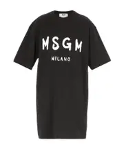 MSGM Logo Printed Crewneck T-Shirt Dress S,XS,L,M Black