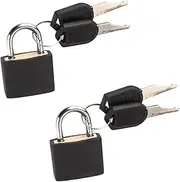 [TopHomer] 2 Pack Luggage Locks with Keys, Coloured Small Suitcase Padlocks Mini Keyed Travel Lock for Gym Locker, Backpack, Laptop Bag, School, Black