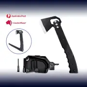 Tactical Axe Steel Head Camping Survival Handmade Felling Hatchet Saw Whistle