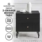 Sarantino Diego Bedside Table Night Stand with 2 Drawers in Black
