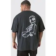 Mens Black Plus Korn License Front & Back Print T-shirt