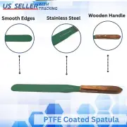 PTFE Coated 12" Blade Wooden Handle Lab Spatula with Total Length 17.25"