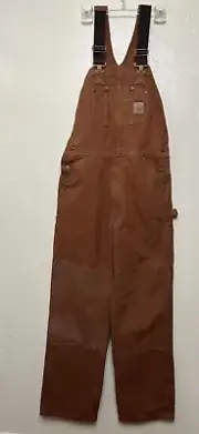 Carhartt Bib Overall Mens 32x34 Brown R06 Embroidered Felderhoff Drilling
