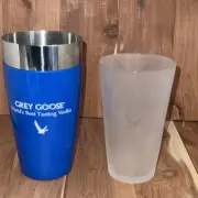 New GREY GOOSE VODKA BRANDED GLASS METAL SHAKER Bartender Bar