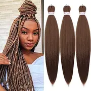 BEFUNNY Braiding Hair,24 Inch 3 Packs 30# Pre Stretched Braiding Hair,Ombre Prestretched Hair For Black Women Human Hair,Professional Itch Free Yaki Synthetic Hair Extension(3pcs,30#)