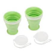 2pcs Collapsible Water Bottle, 200mL Travel Folding Cup for Camping, Green