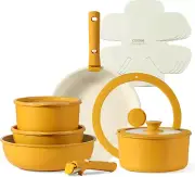 Pots and Pans Set, Nonstick Cookware Set Detachable Handle, 15Pcs Induction Kitc