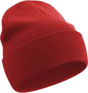 Morakot 100% Cotton Beanie Hats for Women Men Winter Soft Warm Knit Cuffed Hats Fisherman Beanie Skull Cap Unisex Red