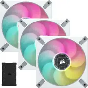 Corsair ML ELITE Series ML120 RGB ELITE 120mm Magnetic Levitation RGB Fan with AirGuide, 3 Pack with Lighting Node CORE, White [CO-9050117-WW]