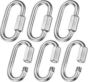 uxcell 6-Pack Quick Chain Link Connector, M8 5/16" 316 Stainless Steel D-Shape Locking Repair Chain Links for Swing/Camping/Hiking/Backpack, Twist Key Ring Screw Chain Link [Silver]