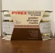 Vintage Pyrex Golden Storage Mates Set NIB Both Cookie Jar & Cracker Barrel