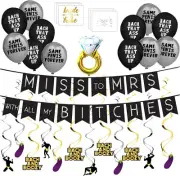 Miss To Mrs Classy & Sassy Bachelorette Black & Silver Party Pack - Bachelorette