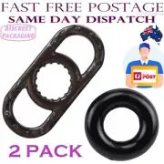 2 Pack Cock Ring Double Sleeve Balls Delay Ejaculation Men Adult Sex Toy Black