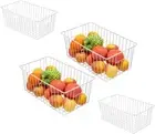 Freezer Wire Storage Organizer Baskets 16In Refrigerator Bins Built-In Handles