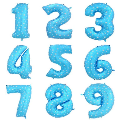 45cm Blue Star Number Foil Balloon Birthday Wedding Party New Years 1234567890