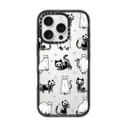 iPhone 16 Pro Impact Case Halloween Ghost Cats and Skeleton Cats
