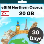 eSIM Northern Cyprus - 20 GB - 30 Days - Travel eSIM | QR code activation