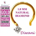 1.8mm Natural VVS Diamond Solitaire Engagement Nose Piercing Pin Ring Stud