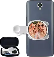 Yitexin Phone Vlog Selfie Monitor Screen Clip Mount, Portable Selfie Mirror for Phone Back Camera with Storage Case, Wide Angle Mirror Phone Mirror for All Phone (White)