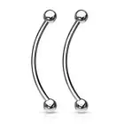 Surgical Steel Curved Barbell Tongue Ring 16 Gauge Snake Eye - Pair
