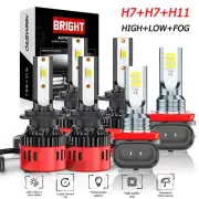 FOR Smart Fortwo 2008-2015 6000K Headlight High/Low+Fog Light Bulbs Kit white (for: Smart)