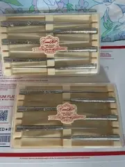 Vintage Set of 12 CARVEL HALL Steak Knives by Briddell w/ Silver Overlay - NEW !