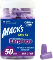 Mack'S Slim Fit Soft Foam Earplugs, 50 Pair - Small Ear Plugs for Sleeping