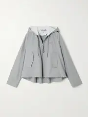 [LOEWE] LOEWE - Cropped Hooded Embroidered Cotton-twill Jacket - Gray - FR 36 FR 36 Gray
