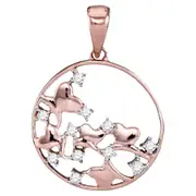 14k Rose Gold Round Diamond Circle Pendant 1/10 Cttw