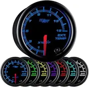GlowShift Black 7 Color 1500 F Pyrometer Exhaust Gas Temperature EGT Gauge Kit - Includes Type K Probe - Black Dial - Clear Lens - for Diesel Trucks - 2-1/16" 52mm