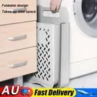 Collapsible Plastic Laundry Hamper with Carry Handle Space-Saving (Grey) HOT