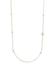 Tory Burch Kira Cultured Pearl & T Monogram Strand Necklace, 38